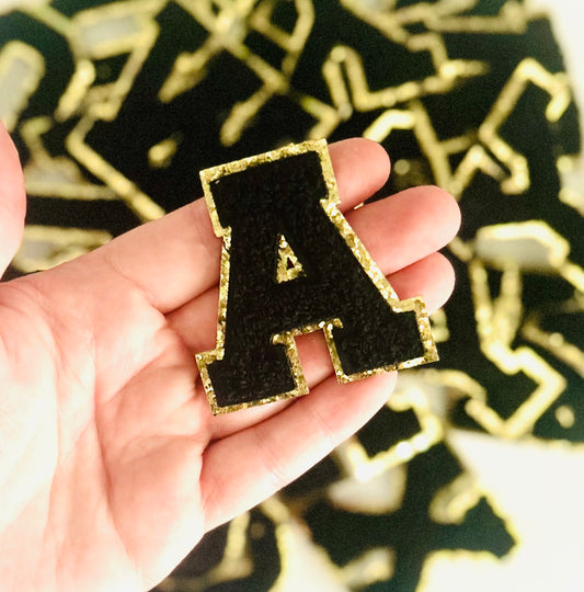 Black DIY Self Adhesive Chenille Letter Patches