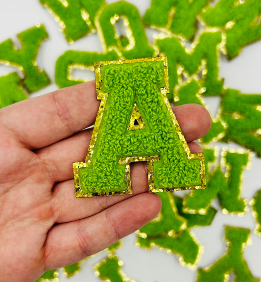 Green DIY Self Adhesive Chenille Letter Patches
