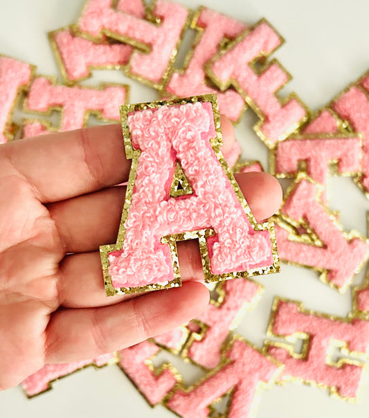 Pink DIY Self Adhesive Chenille Letter Patches