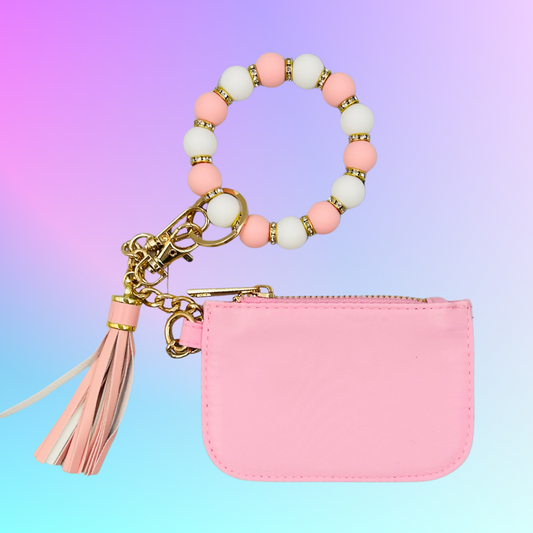 Pink Mini Wallet with Matching Keychain Bracelet