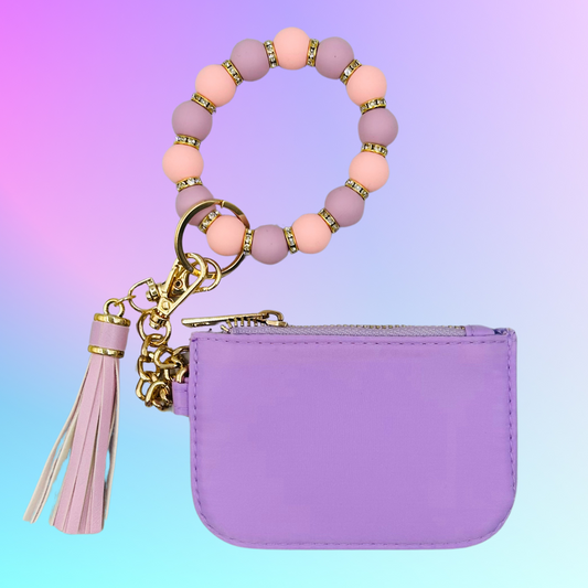 Purple Mini Wallet with Matching Keychain Bracelet