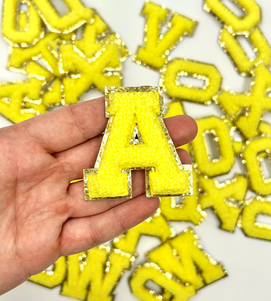 Yellow DIY Self Adhesive Chenille Letter Patches