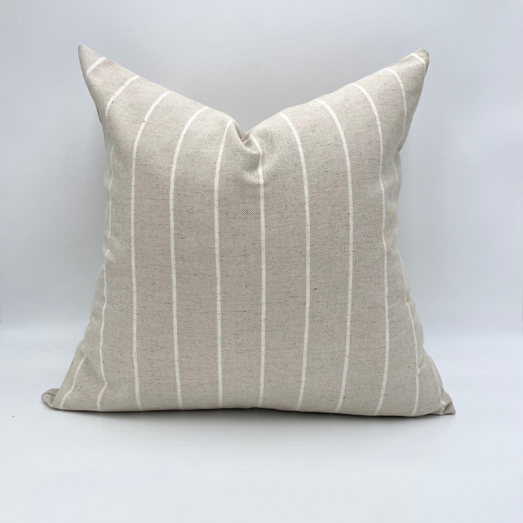 Tan and Ivory Striped Pillow With Insert